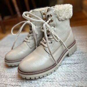 Alberto Torresi Women’s Leather Faux Fur Lace Up Luxury Ankle Boots